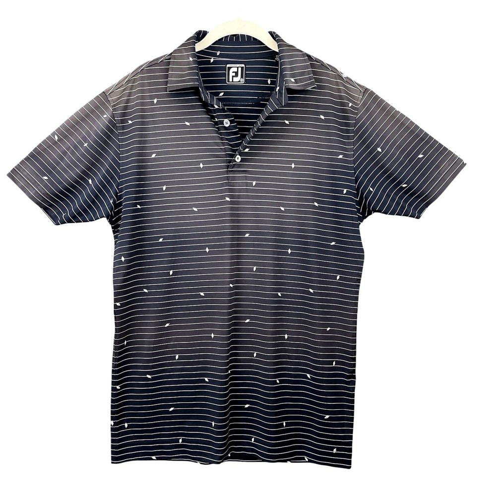 FootJoy FJ Athletic Fit Golf Polo Mens Size‎ M Navy Striped Sun-Faded Washed